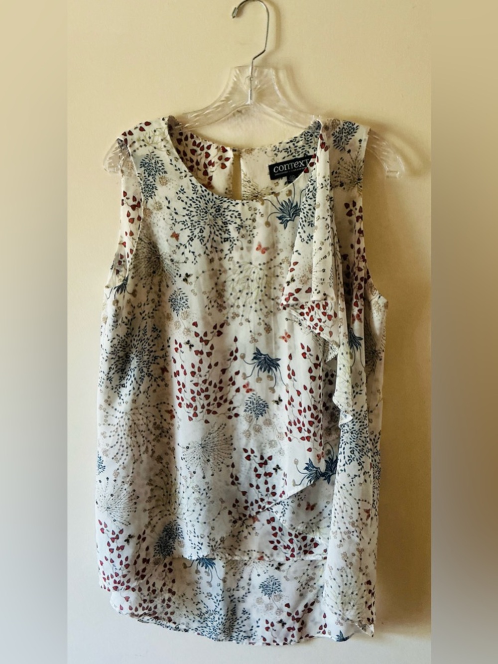 Context(Exclusively At Lord And Taylor) White With Floral Print Sleeveless M